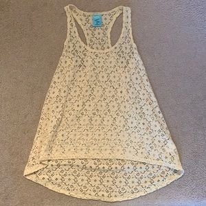 Floral Lace Yellow Racerback Tank